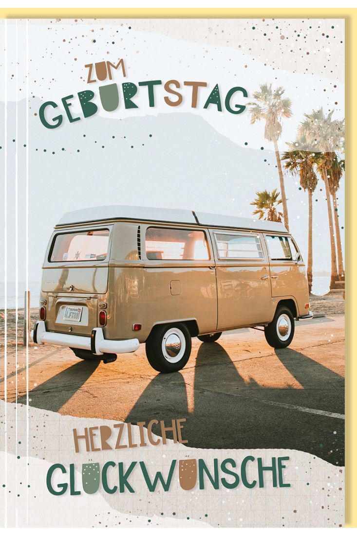 Glückwunschkarte Geburtstag Motiv Bus Palmen Spruch Zum Geburtstag