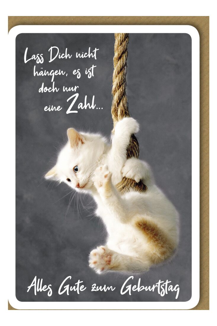 Geburtstagskarte - Kätzchen am Seil