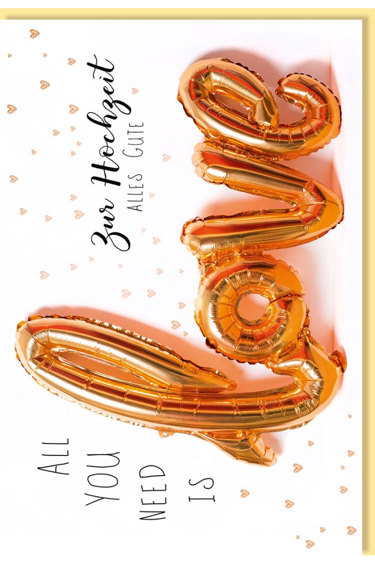 Glückwunschkarte Hochzeit Schriftkarte, mit kupferfarbener Metallicfolie