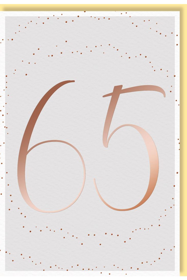 Geburtstagskarte zum 65. Jubiläum mit eleganter Folienprägung auf Naturkarton