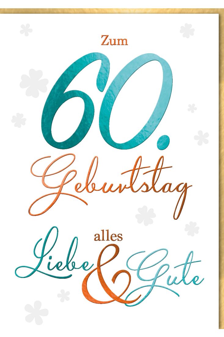 A4 Maxi Geburtstagskarte 60. Kleeblätter