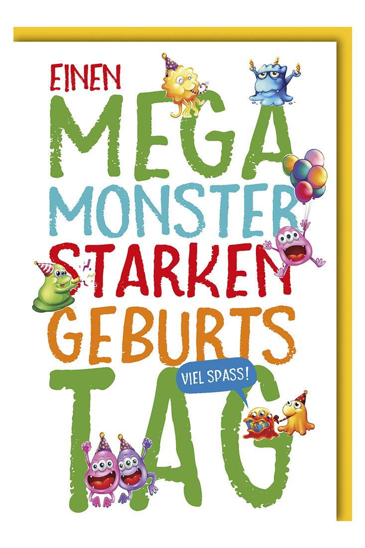 Geburtstagskarte für Kinder Mega Monster Stark