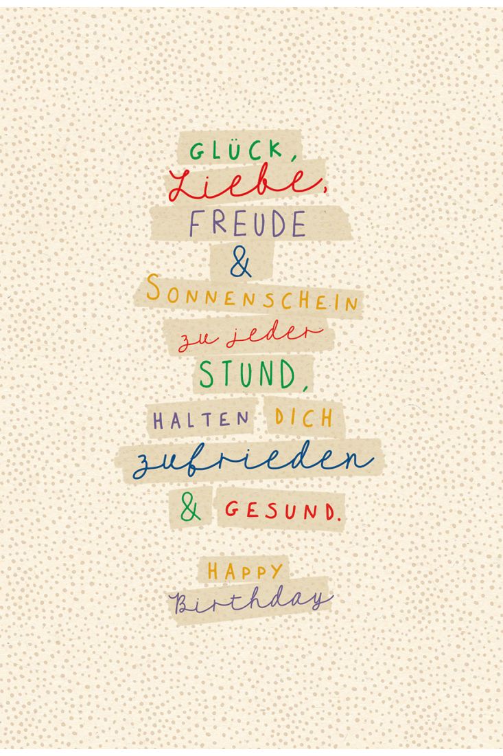 Postkarte Geburtstag Schriftkarte, Zuckerrohrpapier