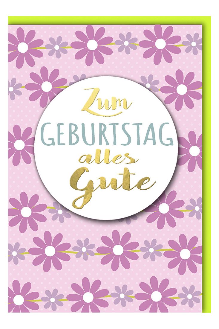 Geburtstagskarte Illustration lila pinke Blüten