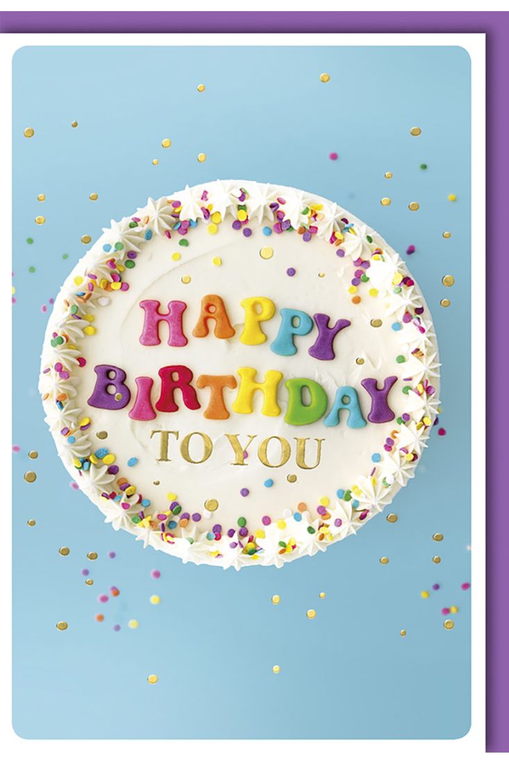 Glückwunschkarte Geburtstag - Happy Birthday to You - bunte Buchstaben - Folienprägung - Goldpunkte