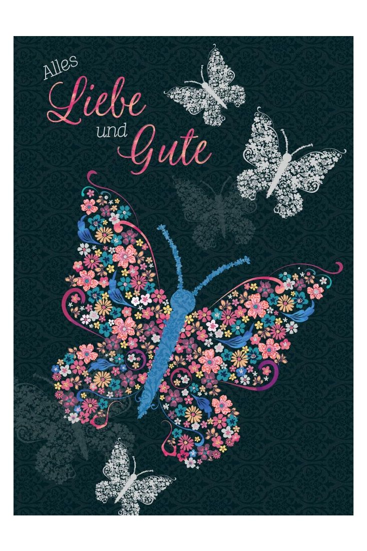 Geburtstagspostkarte Schmetterlinge Alles Liebe und Gute