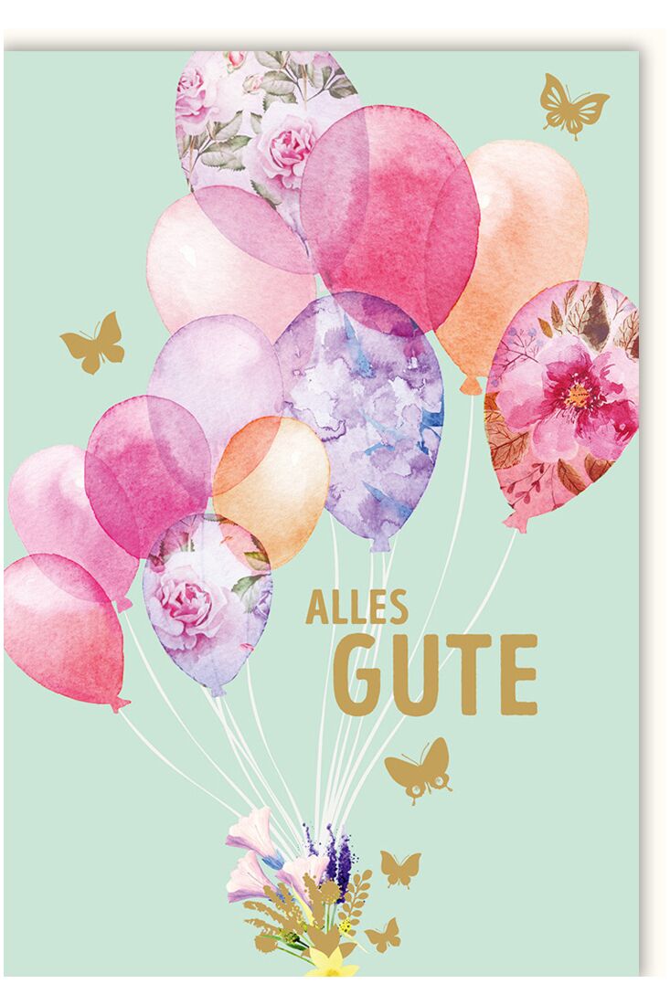 Abschiedskarte Illustration Luftballons Alles Gute