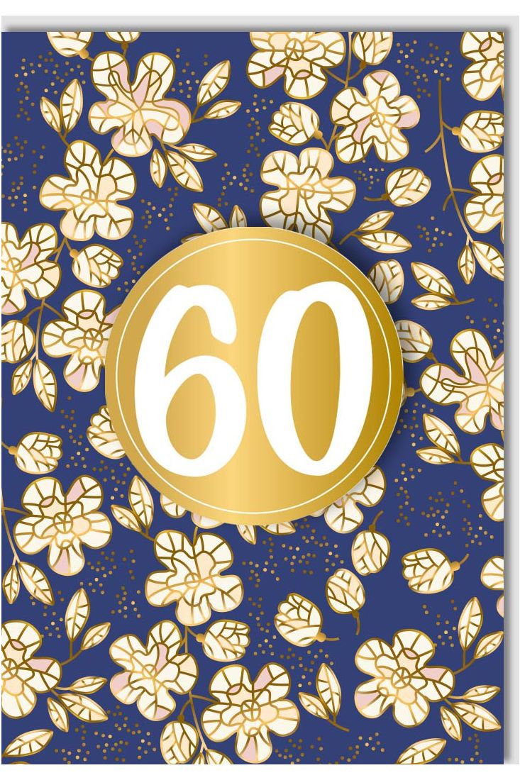 Geburtstagskarte 60 Jahre Floral Gold Applikation