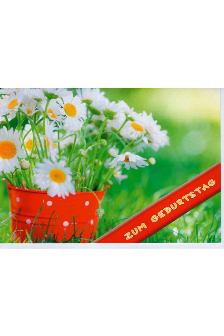Geburtstagskarte Foto: Eimer mit Blumen