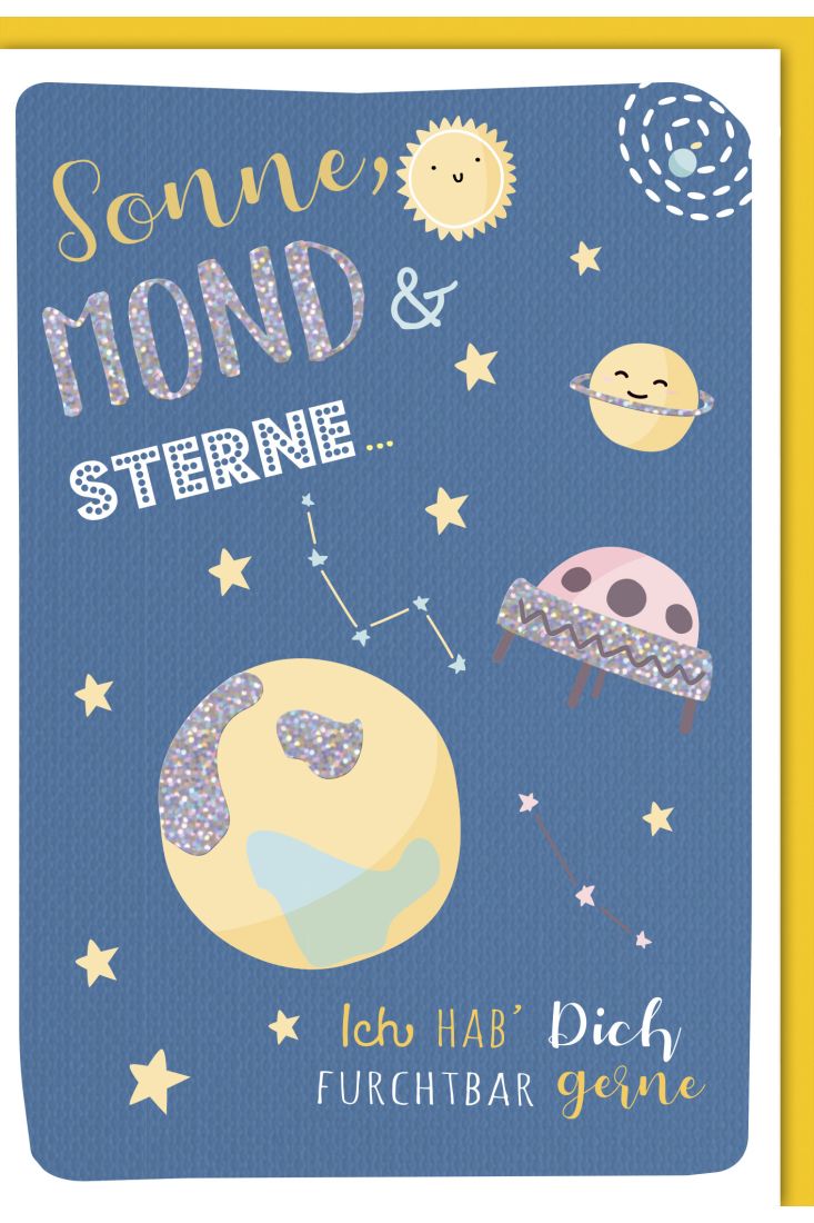 Geburtstagskarte Partner Sonne Mond und Sterne ich hab dich furchtbar gerne