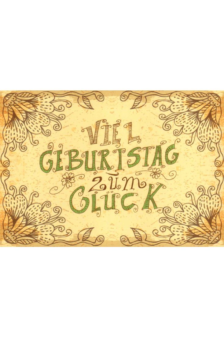 Postkarte englisch: Viel Geburtstag zum Glück - Retro