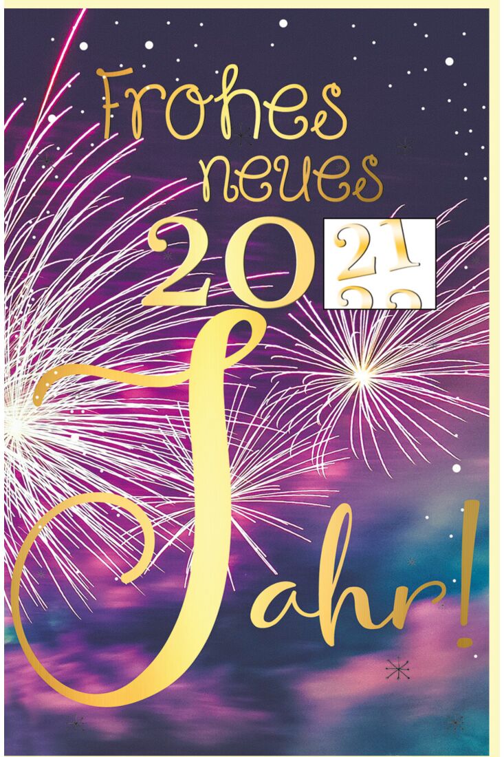 Neujahrskarte 2022 mit Drehscheibe Goldfolie
