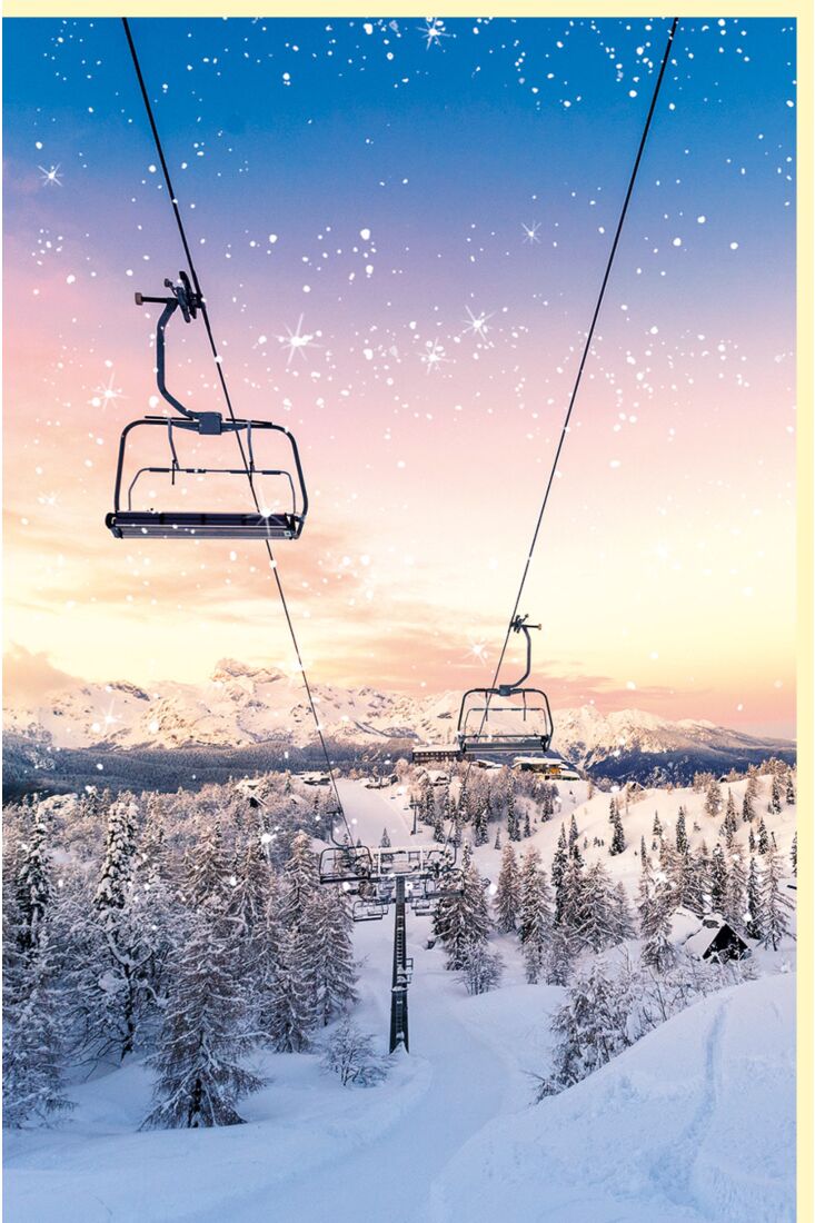 Fotokarte Weihnachtskarte Seilbahn auf die Schneekoppe