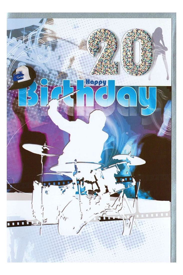 Geburtstagskarte 20 Jahre Musik Schlagzeug Band