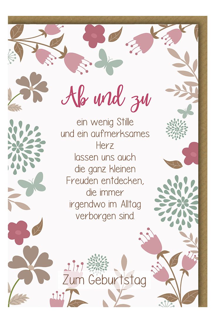 Geburtstagskarte liebevoller Spruch Ab und zu ein bisschen Stille