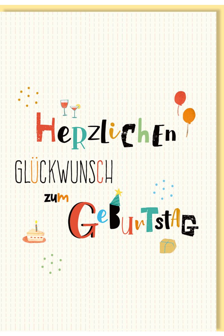 Geburtstagskarte hochwertig verspielte Schrift Herzlichen Glückwunsch