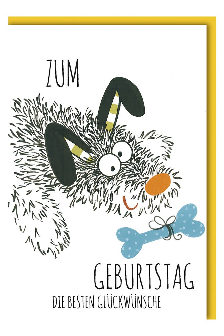 Geburtstagskarte für Kinder Hund mit Knochen