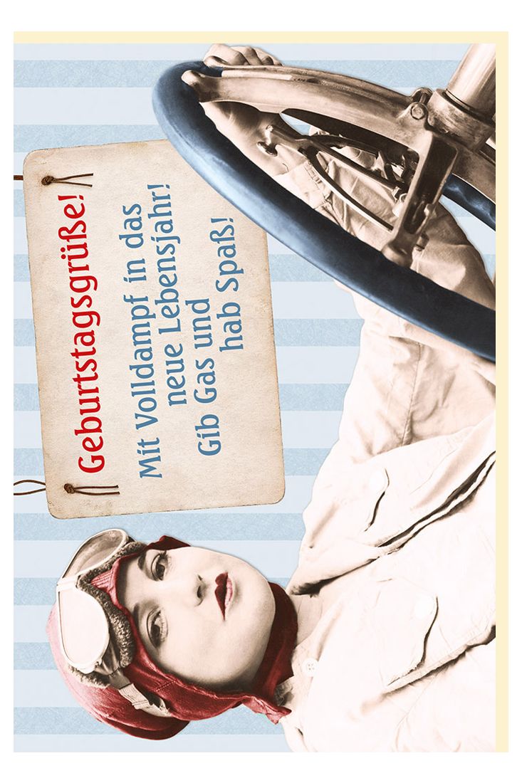 Geburtstagskarte witzig retro Motiv Spruch Mit Volldampf