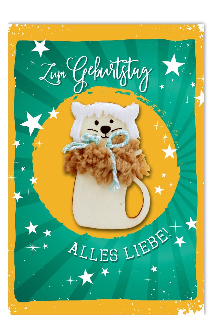 Geburtstagskarte - Woll-Katze