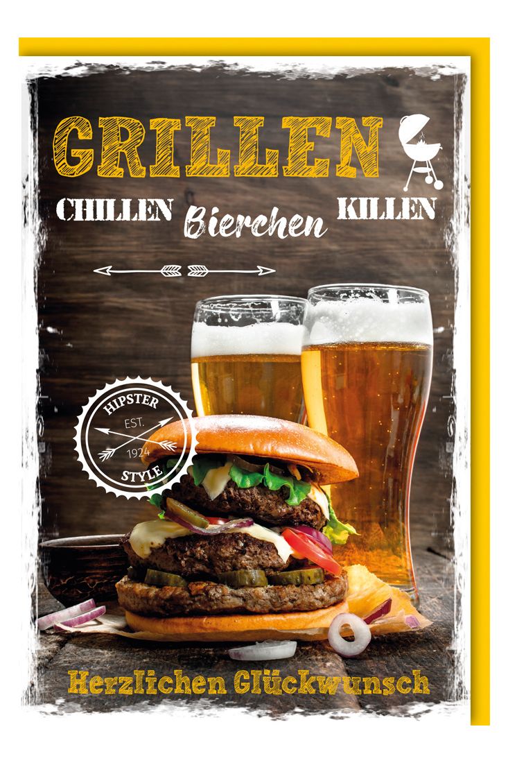 Geburtstagskarte Spruch Burger & Bier
