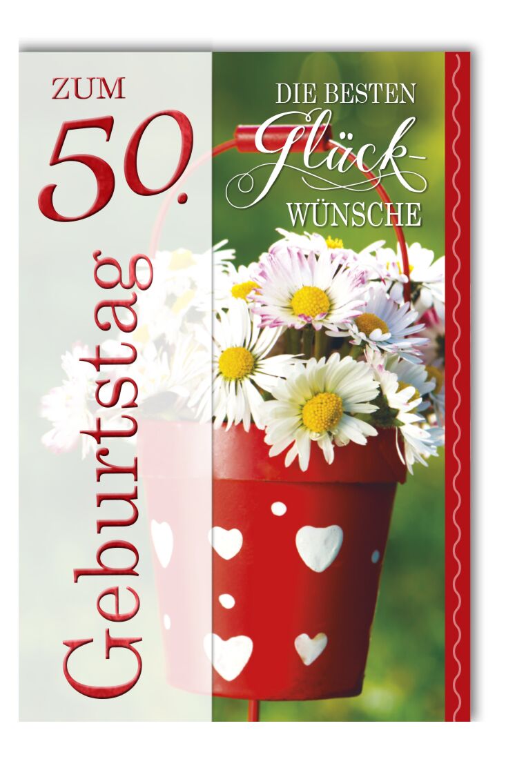 Karte Geburtstag 60 Jahre Gänseblümchen im Eimer rot