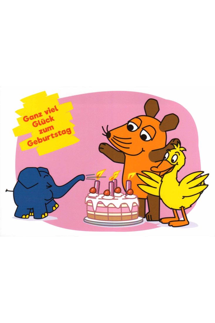 Maus-Postkarte Ganz viel Glück zum Geburtstag