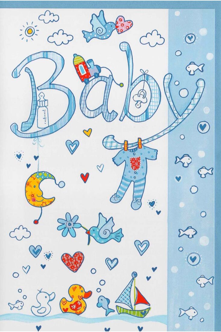 Glückwunschkarte Geburt Junge blau Baby