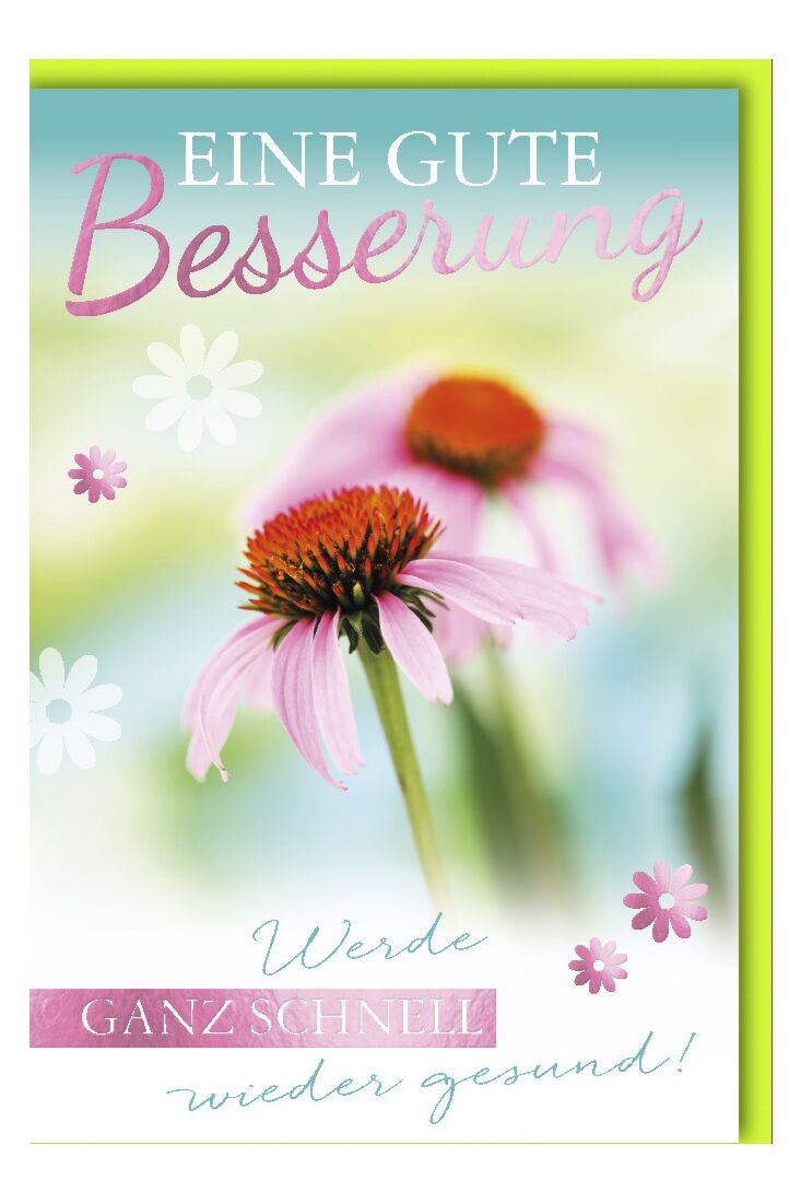 Genesungskarte mit Spruch Rosa Blüten