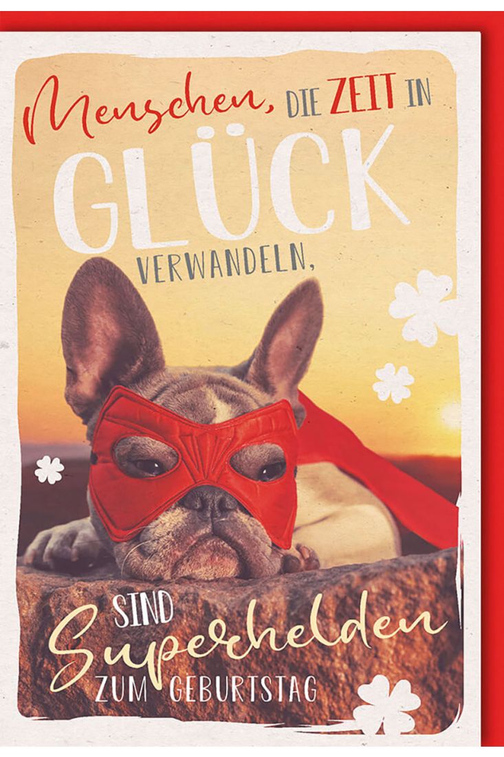 Glückwunschkarte Geburtstag Super-Mops