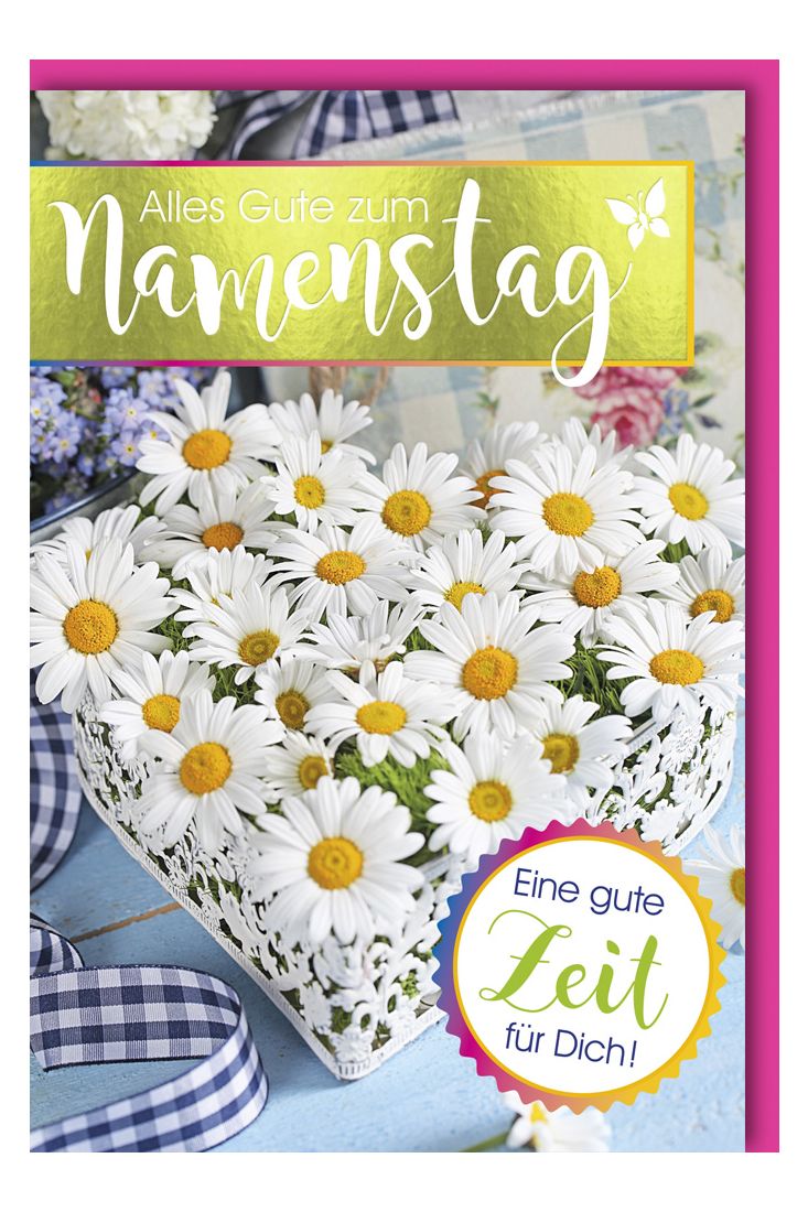 Glückwunschkarte zum Namenstag Bild Gänseblümchen