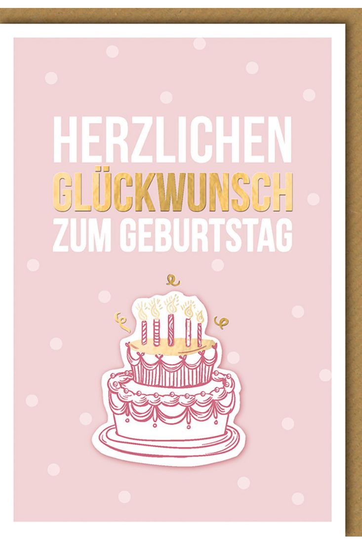 Geburtstagskarte für Frauen Torte rosa/gold