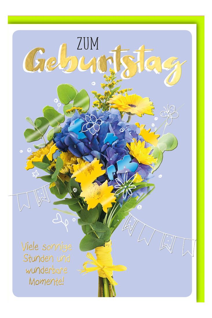 Geburtstagskarte - Blumenstrauß mit Flieder