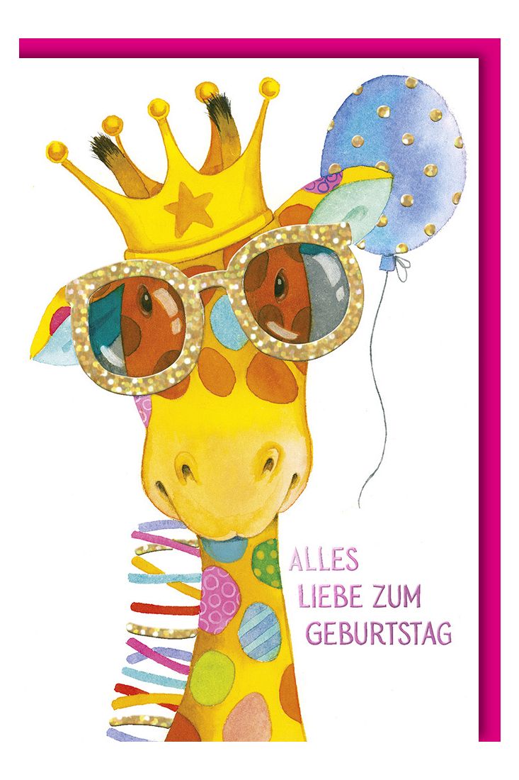 Geburtstagskarte für Kinder Giraffe Brille zum Geburtstag