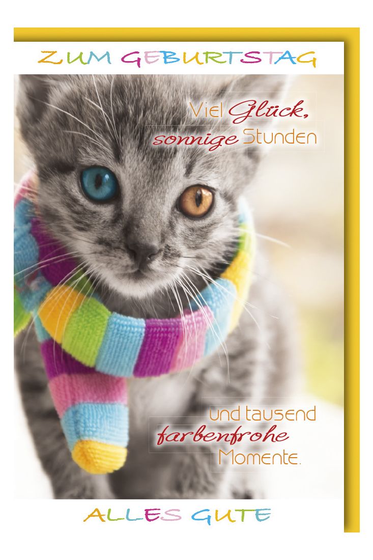 Karte Geburtstag Katze Viel Glück, sonnige Stunden