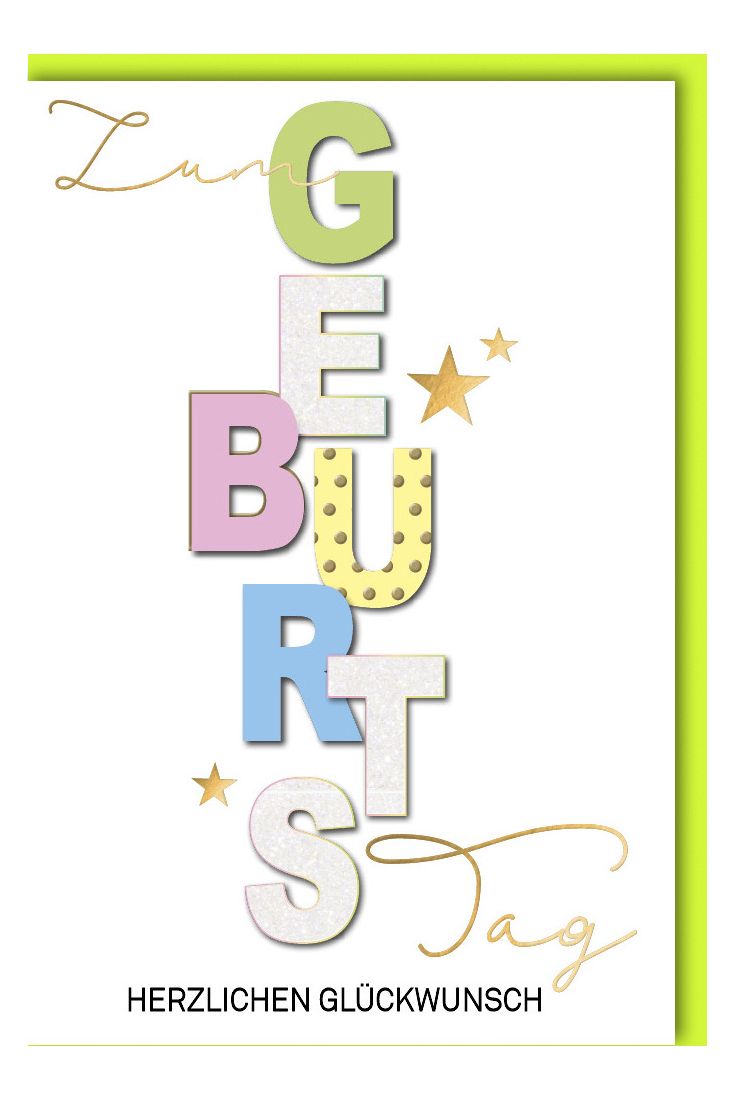 Geburtstagskarte schön bunte Buchstaben herzlichen Glückwunsch