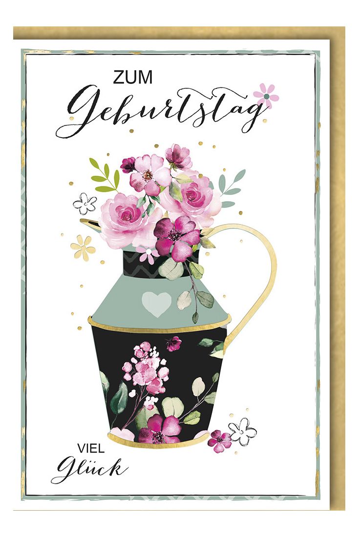Geburtstagskarte premium originell Blumenvase mit Henkel