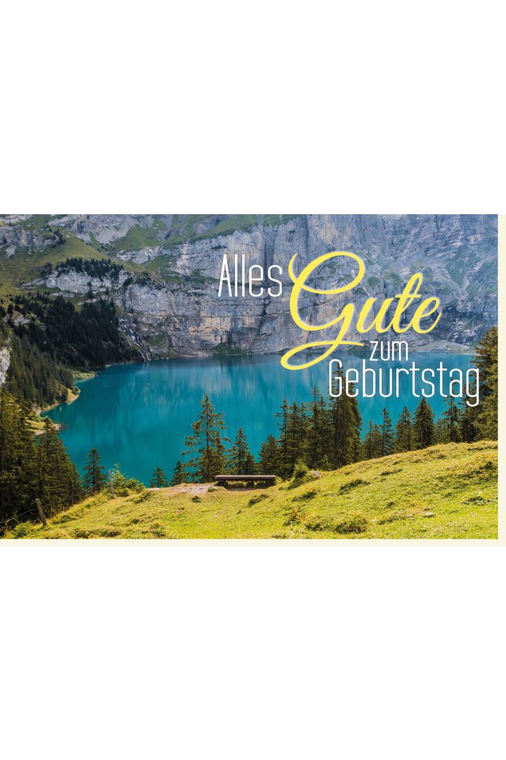 Glückwunschkarte Geburtstag See im Gebirge