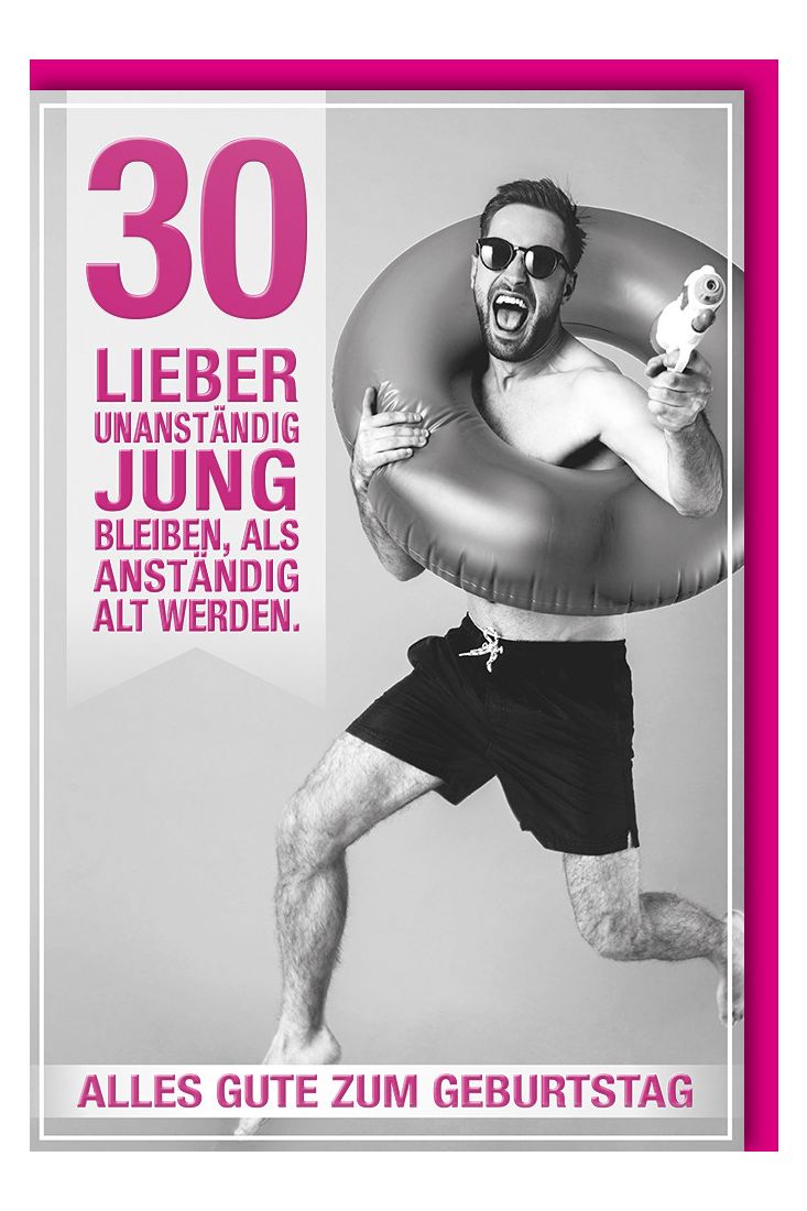 30. Geburtstagskarte lustig Mann mit Schwimmreifen
