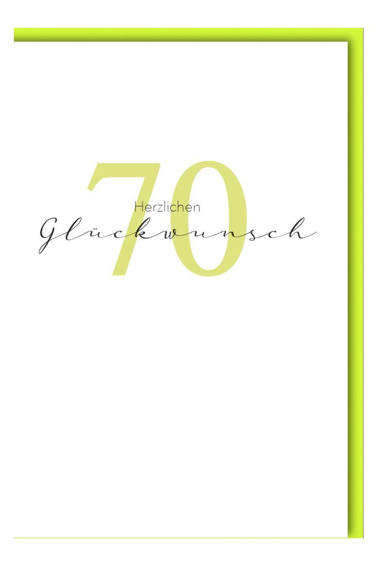 Glückwunschkarte Geburtstag 70 Jahre Zahl grün