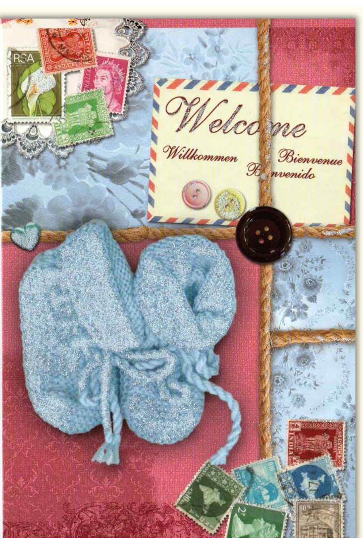 Glückwunschkarte zur Geburt Welcome! Briefmarken