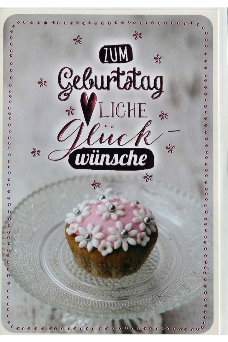 Geburtstagskarte: Cupcake auf Glasteller