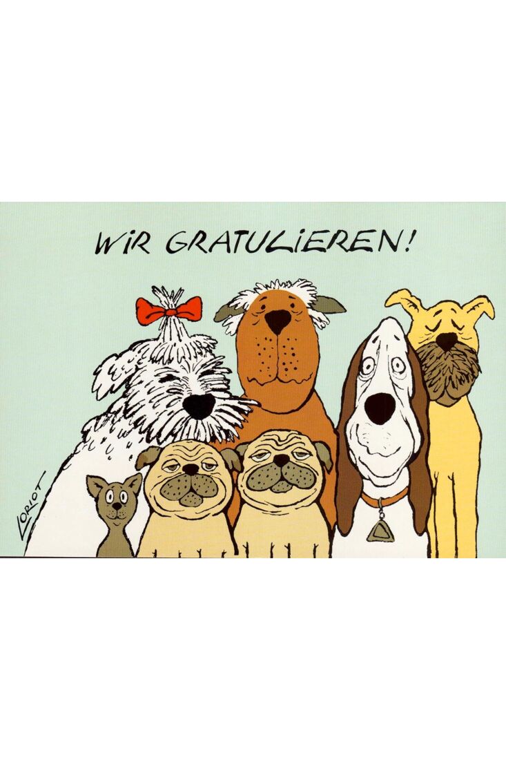 Postkarte Hunde Illustration Wir Gratulieren