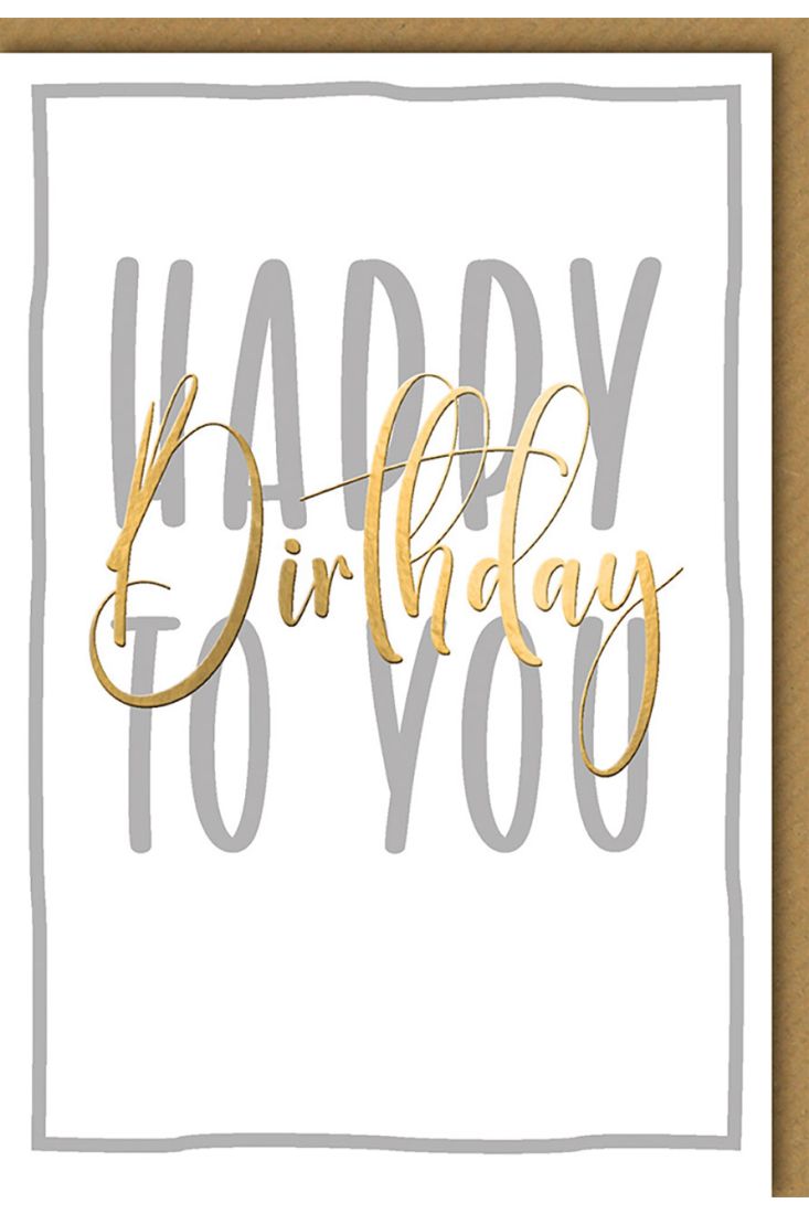 Glückwunschkarte Geburtstag Happy Birthday silber/gold Kuvert Kraftpapier