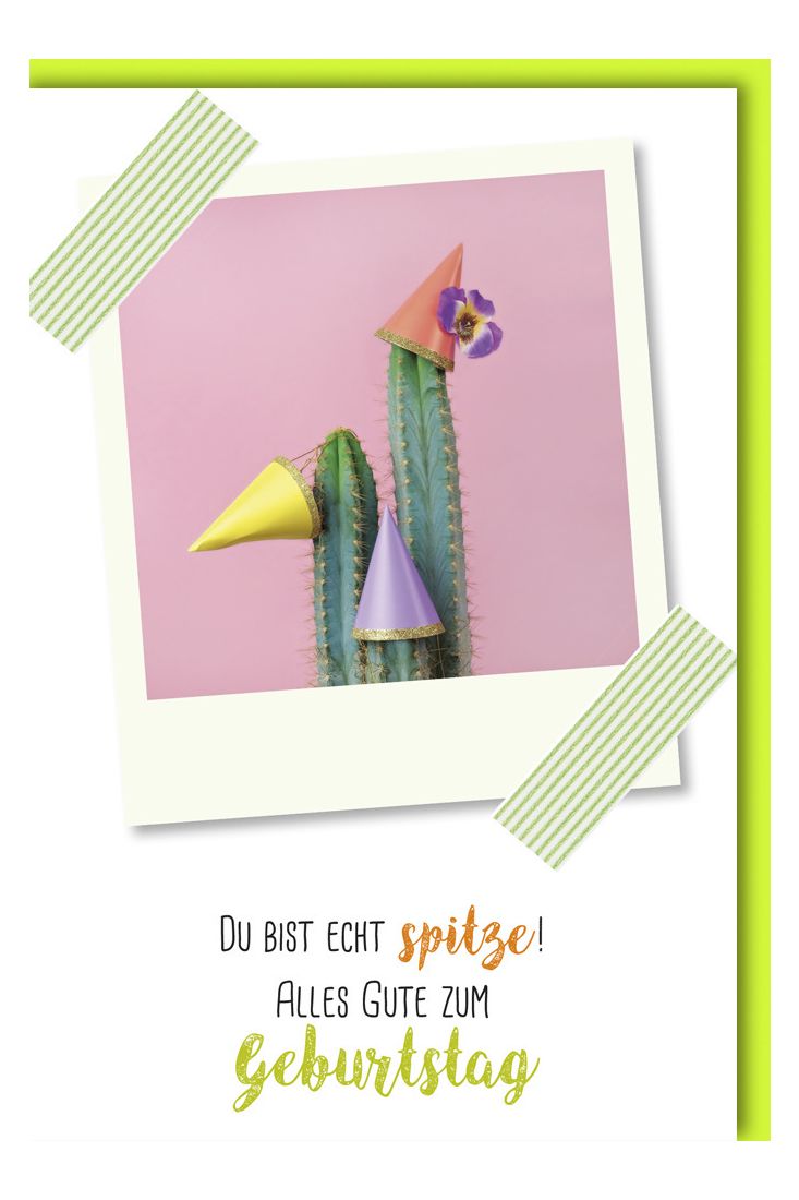 Geburtstagskarte lustig Geburtstag - Polaroid mit Kaktus