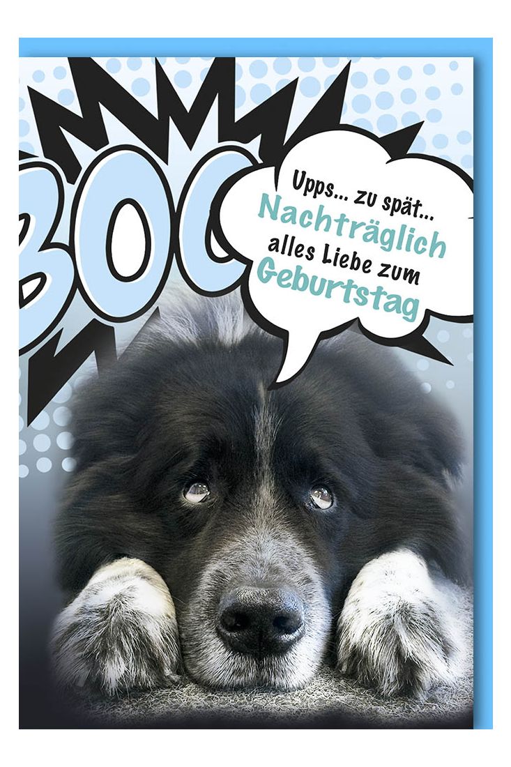 Geburtstagskarte nachträglich Hund Spruch nachträglich alles Liebe