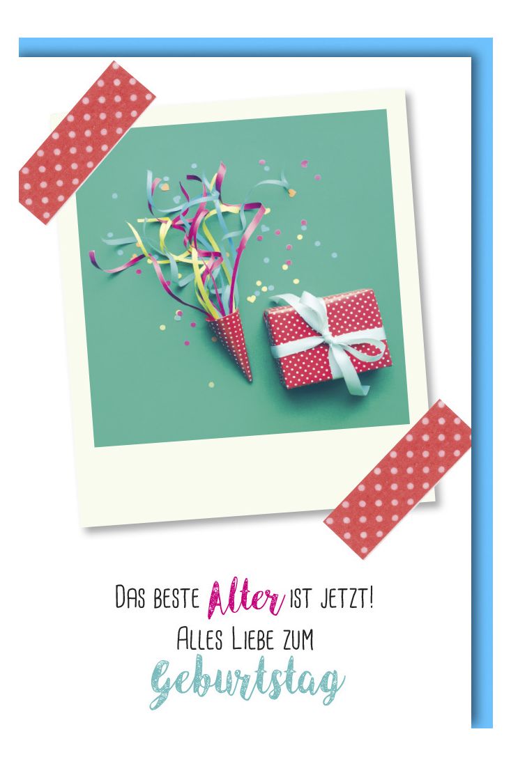 Glückwunschkarte Geburtstag Polaroid mit Geschenk