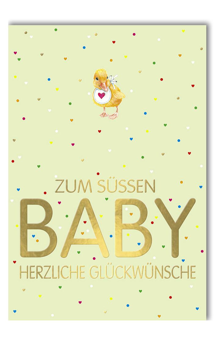 Glückwunschkarte Geburt Baby - Küken mit Lätzchen