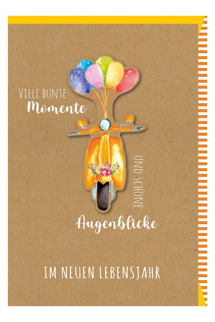 Geburtstagskarte mit Blumen Roller mit Luftballons