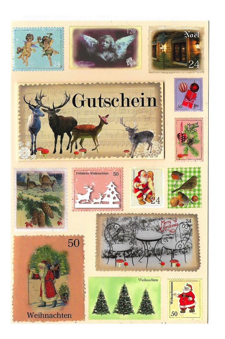 Karte Weihnachten Gutschein Briefmarken