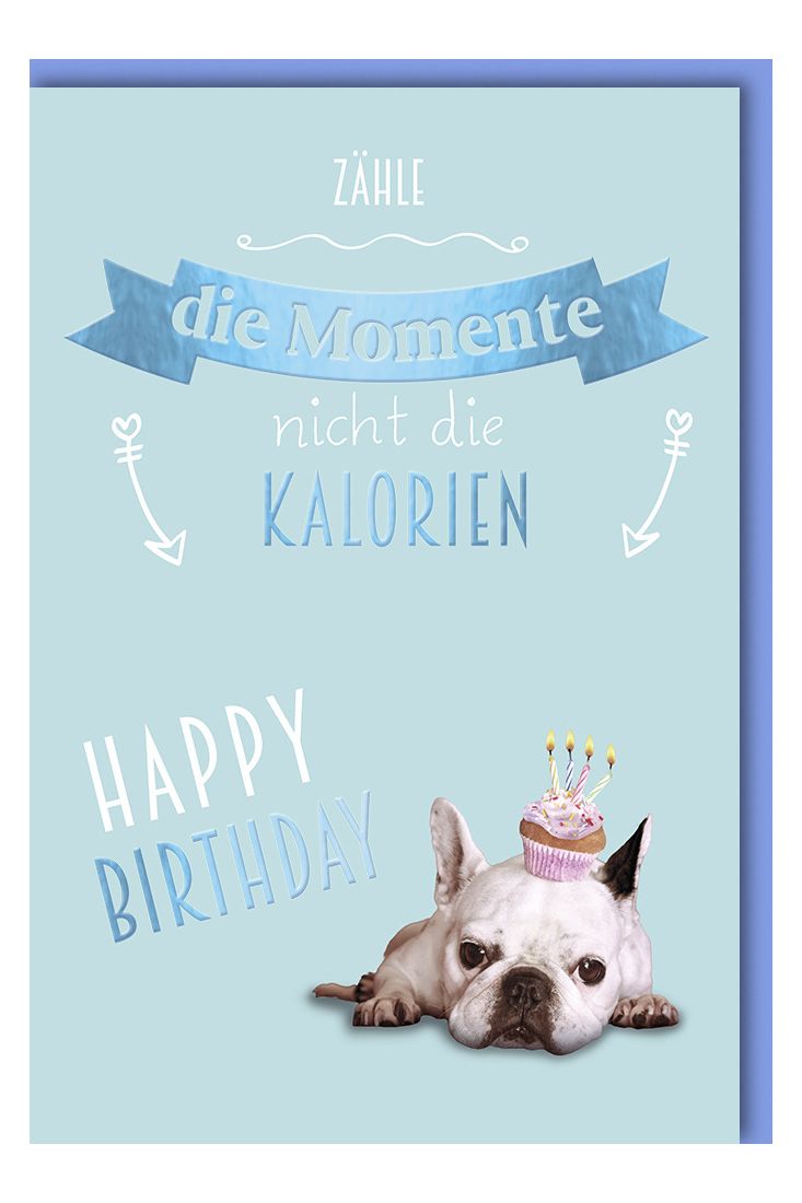 Geburtstagskarte lustig Mops mit Cupcake
